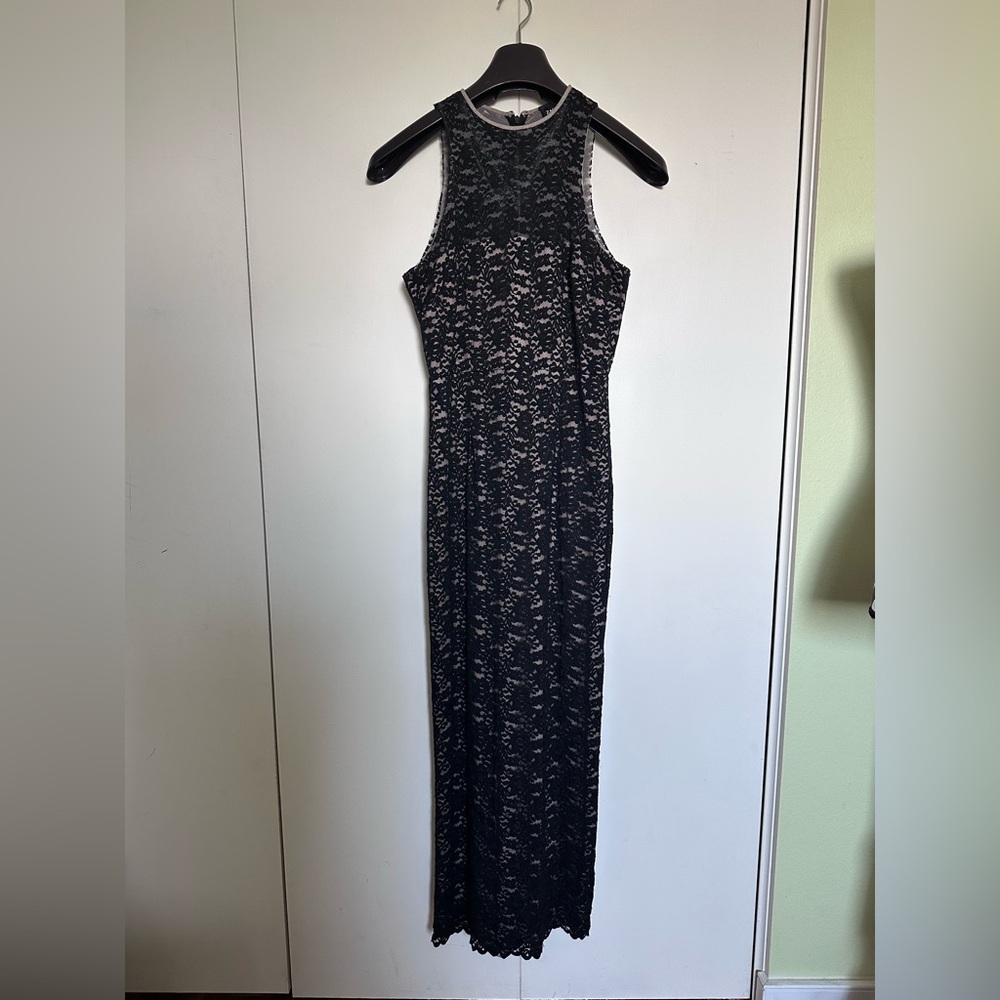 Zac Posen Black Stretch Lace Halter Dress- 6